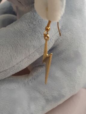 Gold Lightning Bolt Drop Earrings - Women Jewelry